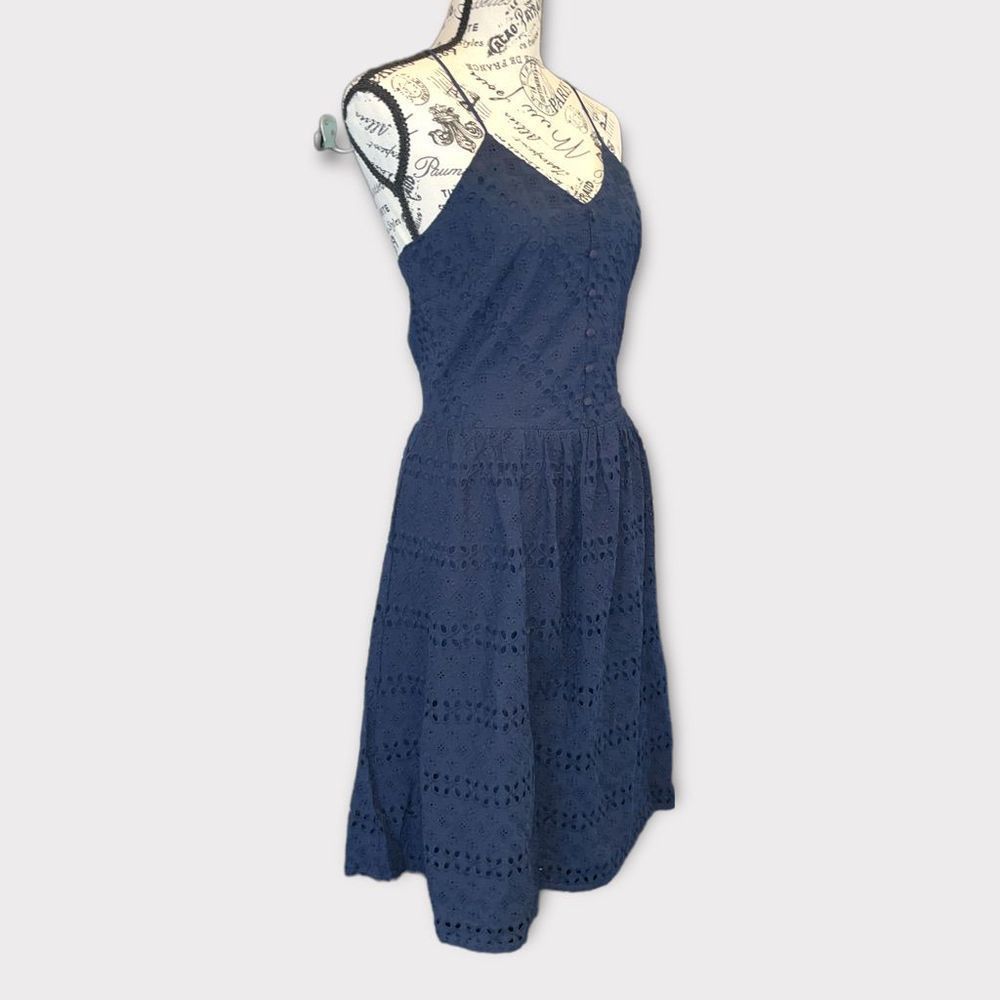 NWT Tommy Hilfiger Sky Captain eyelet a-line navy blue dress woman size 6 - Picture 6 of 15